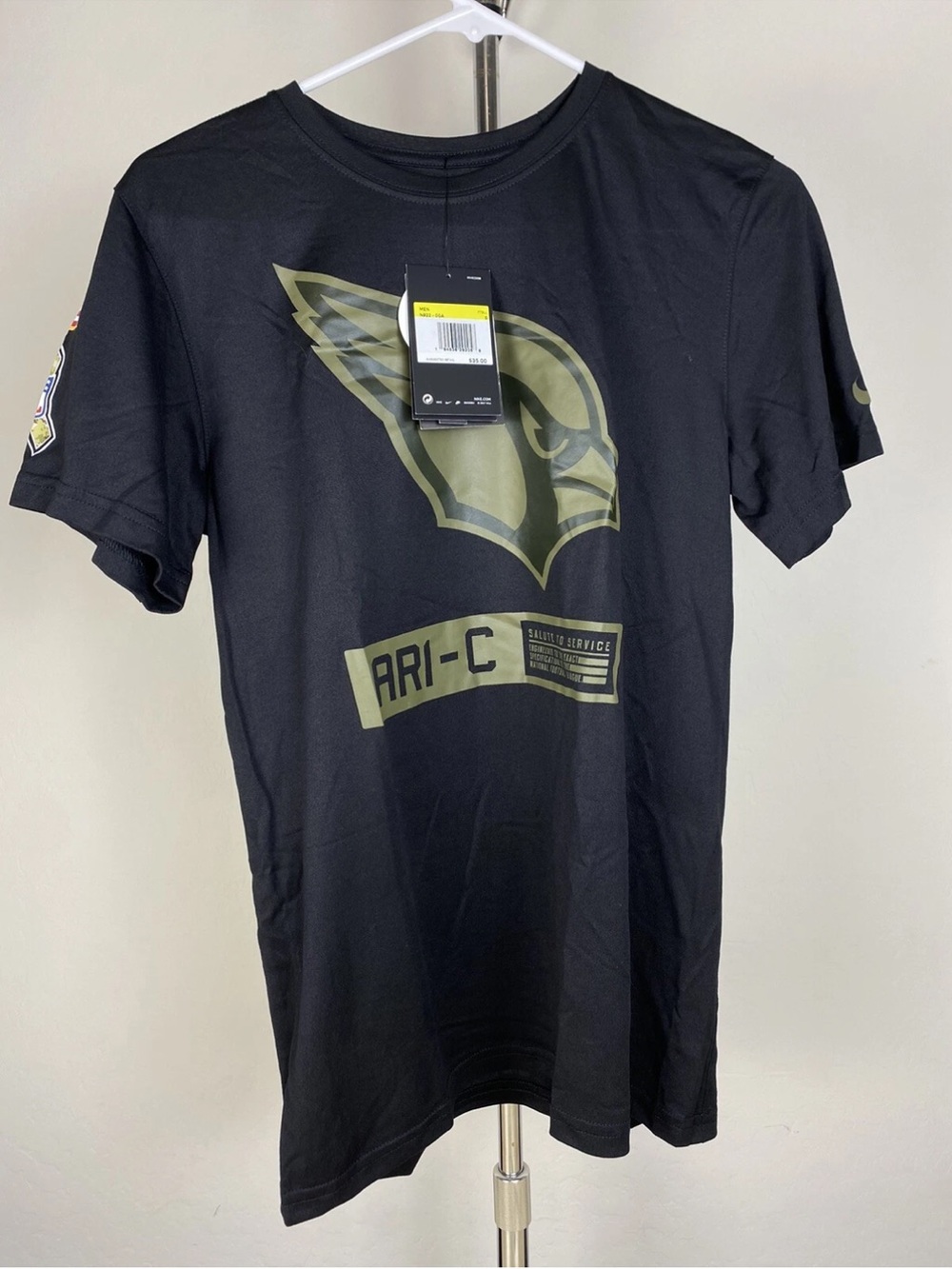 Nike Salute To Service T Shirt Mens Small Dri-FIT NFL Arizona Cardinals Black